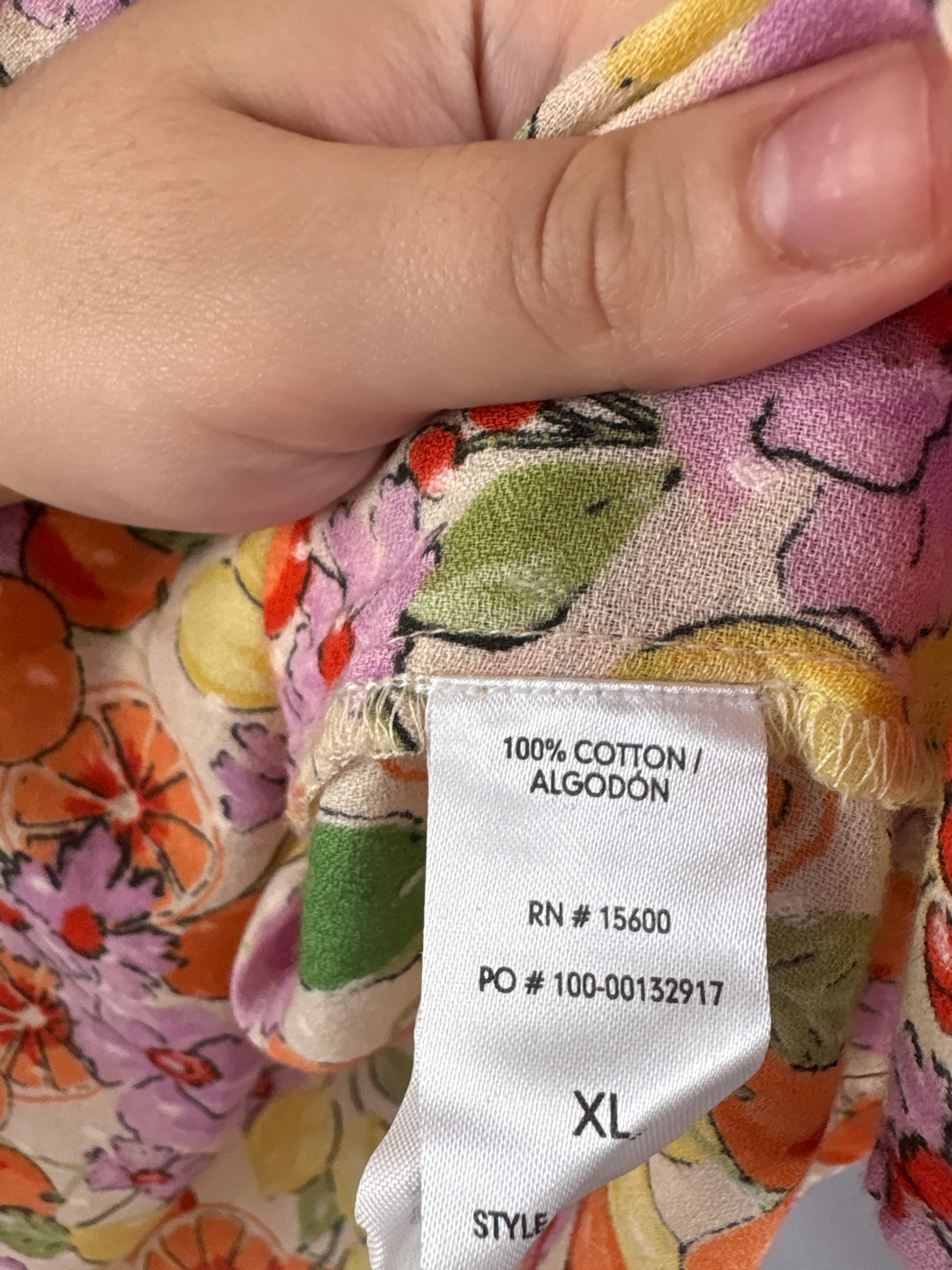 Women’s Democracy XL Multicolored Fruit Patterned Blouse