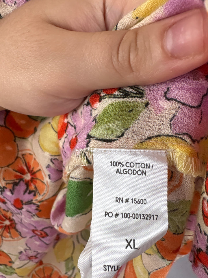 Women’s Democracy XL Multicolored Fruit Patterned Blouse