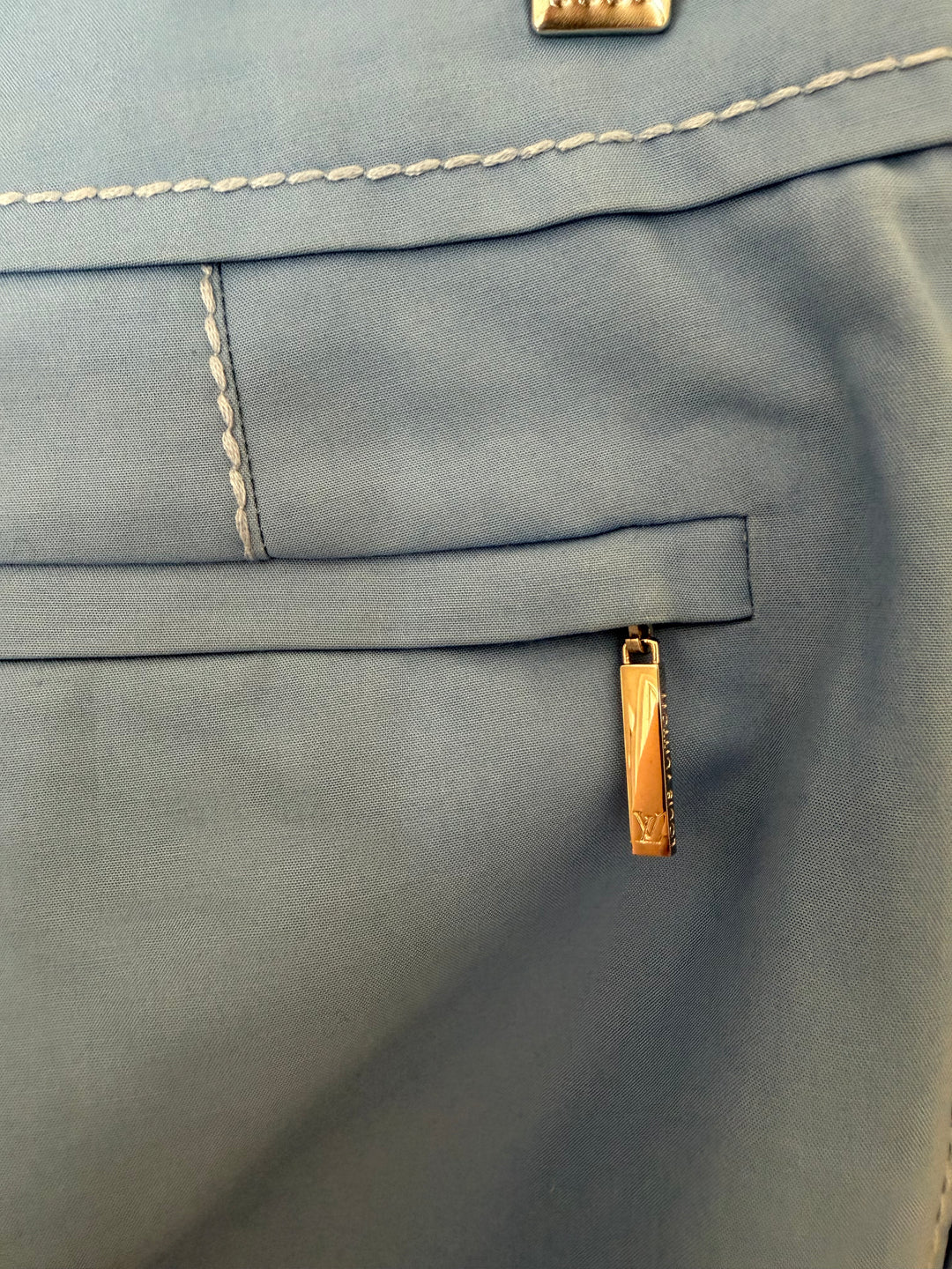 Vintage Louis Vuitton Marc Jacobs Era Blue Contrast Stitch Wide Leg Pants Size 38