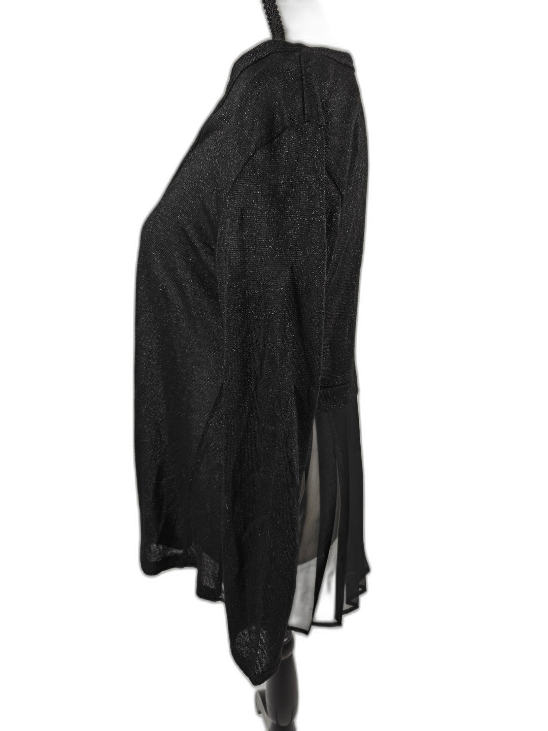 Women’s H.I.P. Cardigan Black Shimmer Pleated Back Size Medium