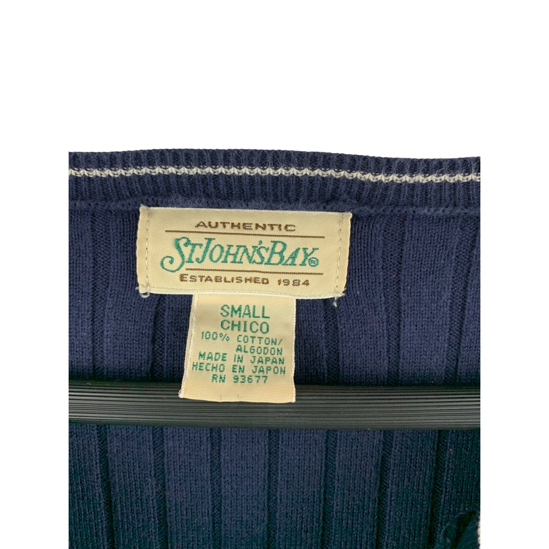 St. Johns Bay Authentic 100% Cotton Ribbed Long Sleeve Sweater Small Blue