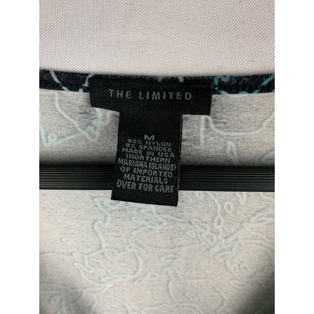 The Limited Womens V-Neck Sleeveless Top M Black Floral Abstract Nylon Spandex Blend