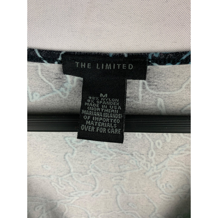 The Limited Womens V-Neck Sleeveless Top M Black Floral Abstract Nylon Spandex Blend