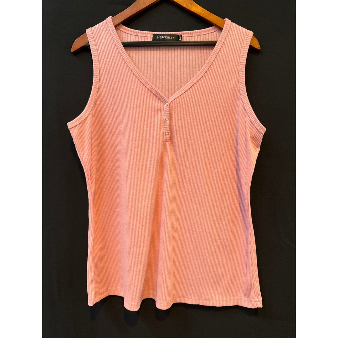 Women’s Merokeety V Neck Pink Tank Top XL