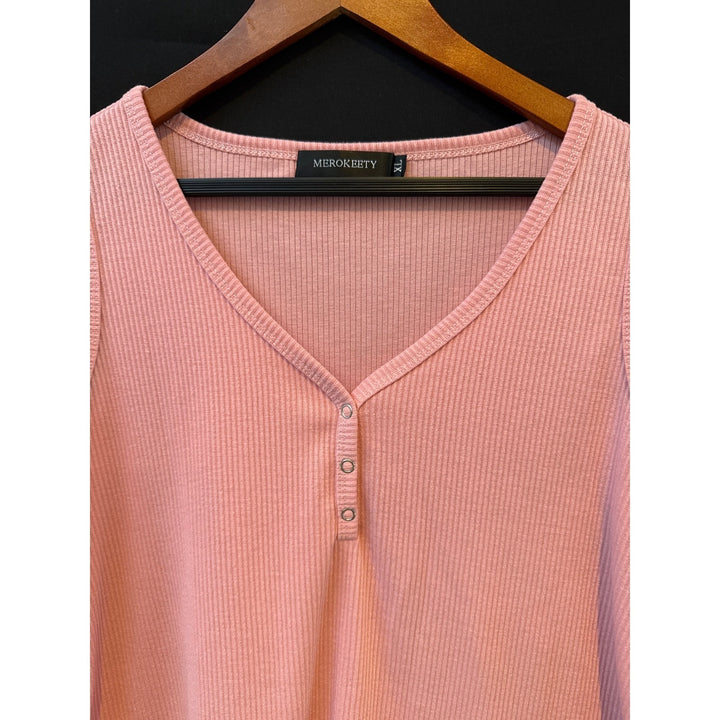 Women’s Merokeety V Neck Pink Tank Top XL