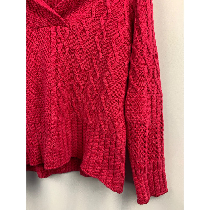 Style & Co. Womens Pink Cable Knit Shawl Collar Sweater L Hong Kong Cotton/Acrylic
