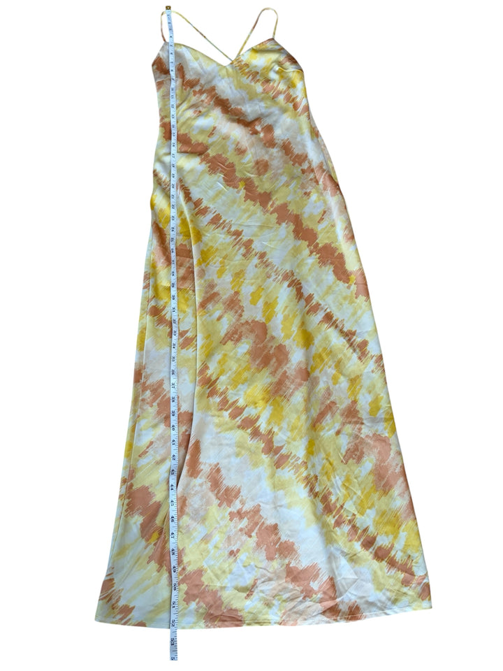Forever 21 Women’s Yellow/Orange Tie Dye Slip Adjustable  Maxi Dress, Size M