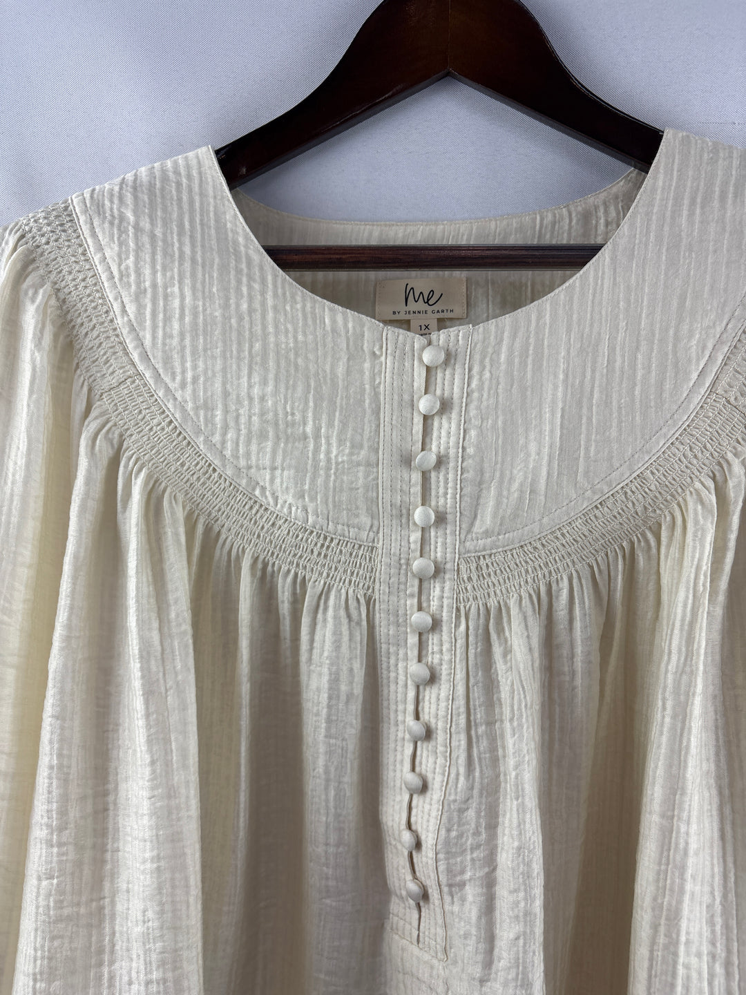 Women’s Me by Jennie Garth Size 1X Cream Half Sleeve Blouse
