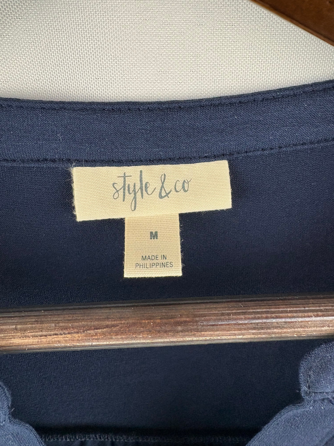 Women’s Style&Co Medium Navy Blue Half Button Blouse