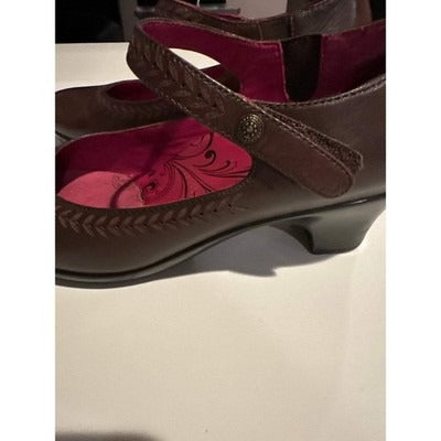 ABEO BIO SYSTEM BROWN LEATHER MARY JANES HEELS PUMPS SHOES WOMENS SZ 8.5