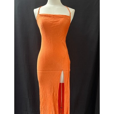 Bec + Bridge Orange Strappy Midi Dress With Side Slit