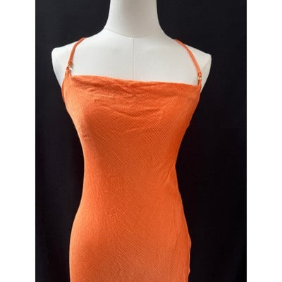 Bec + Bridge Orange Strappy Midi Dress With Side Slit