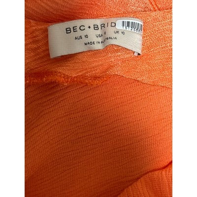 Bec + Bridge Orange Strappy Midi Dress With Side Slit