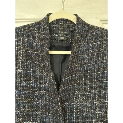 Women’s Louben Tweed Dark Blue Blazer Size 10
