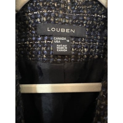 Women’s Louben Tweed Dark Blue Blazer Size 10