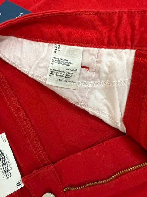 Charter Club Lexington Straight Ravishing Red Pant Sz16 NWT