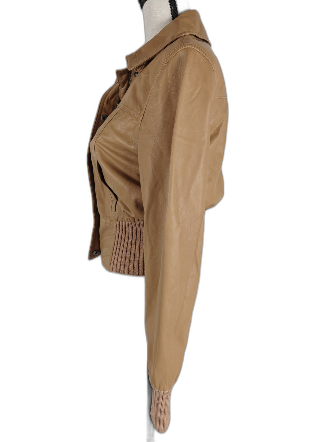 Womens Catherine Malandrino Leather Jacket Tan Size 2