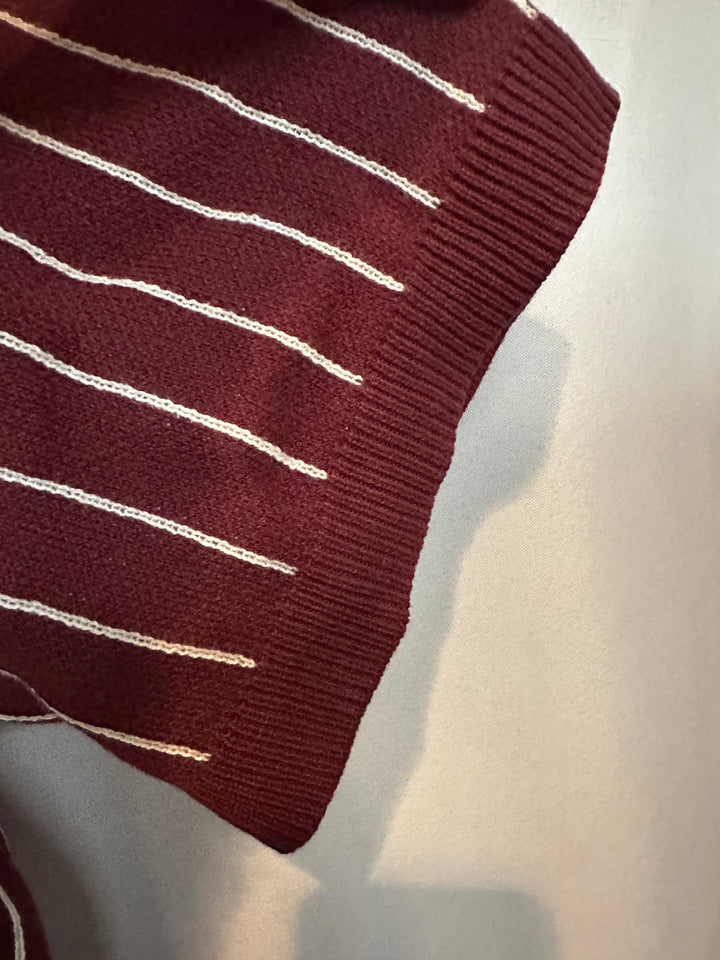 Men’s American Eagle Maroon and White Striped Polo Size L