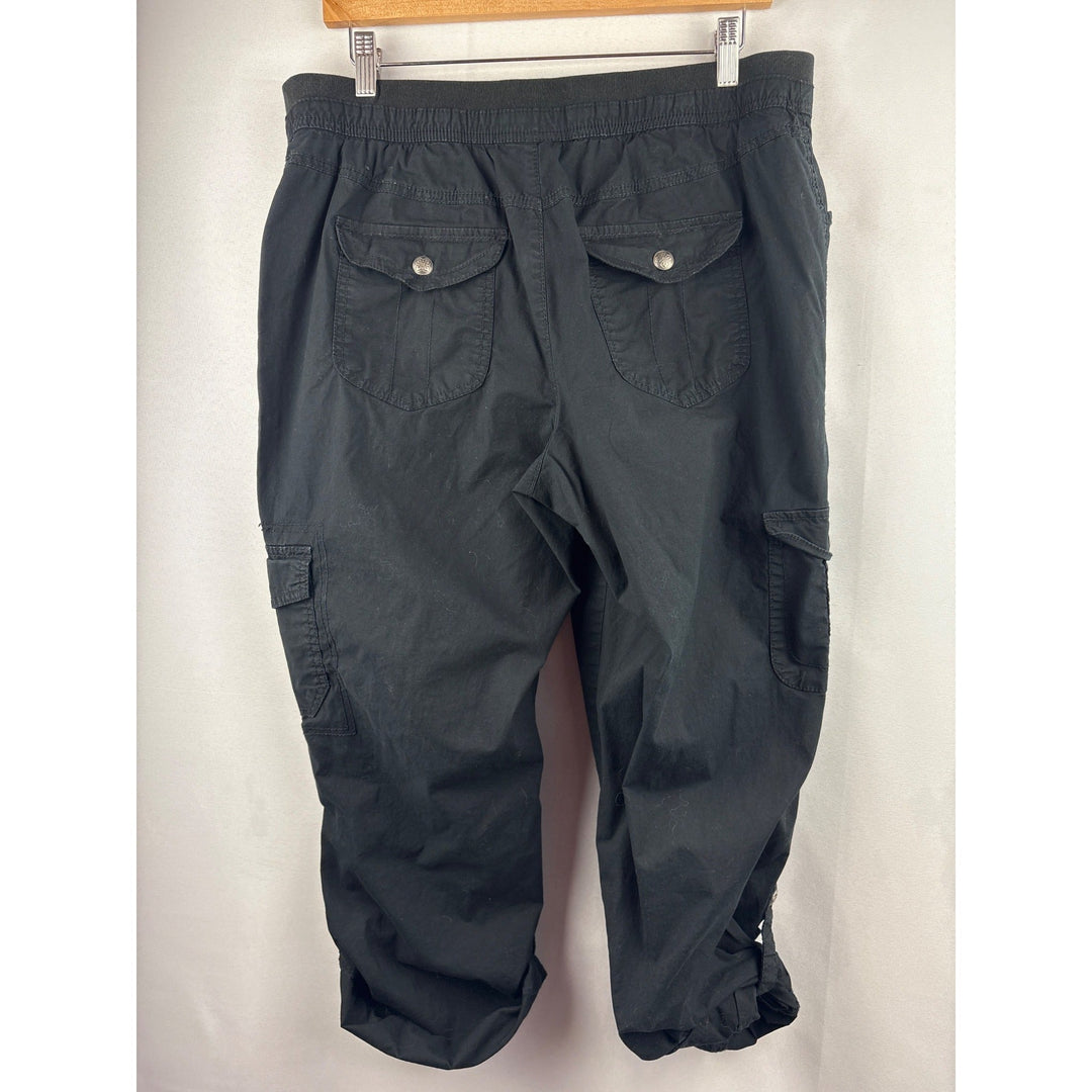 Lane Bryant Womens Black Capri Cargo Pants Size 14 Cotton/Spandex