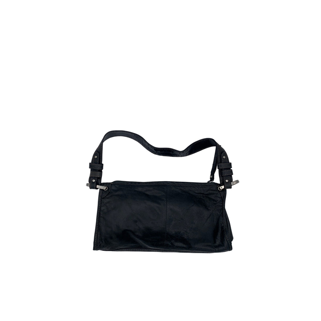 Kenneth Cole Reaction Black Leather Shoulder Bag