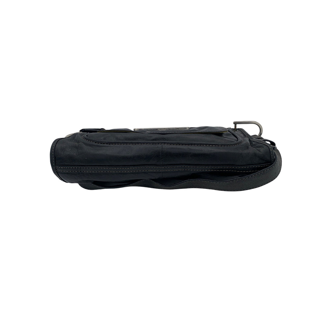 Kenneth Cole Reaction Black Leather Shoulder Bag