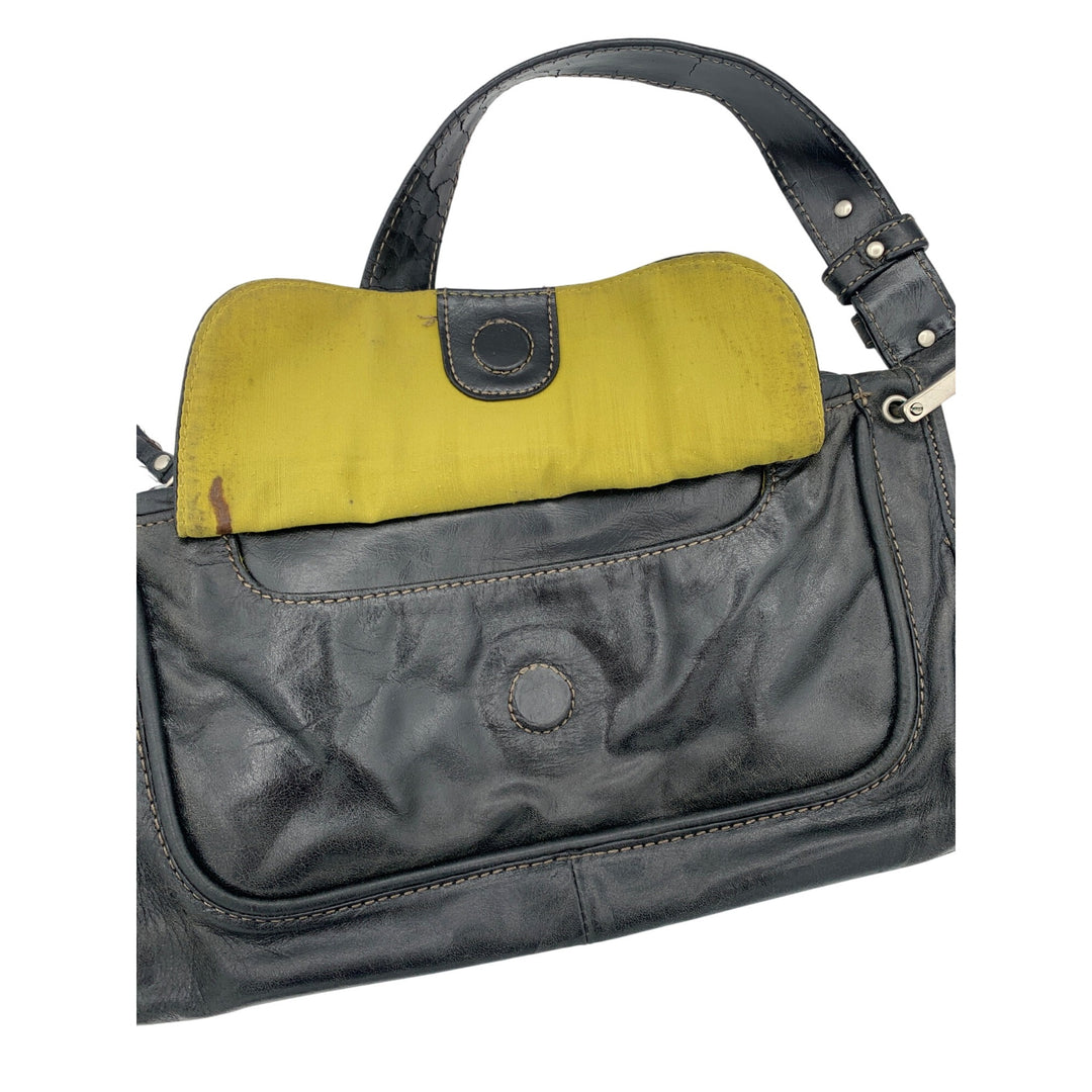 Kenneth Cole Reaction Black Leather Shoulder Bag