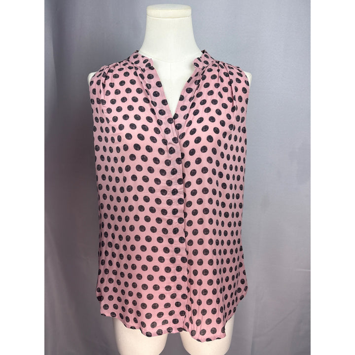 Bella Dahl Womens Sleeveless Pink & Black Polka Dot Blouse S