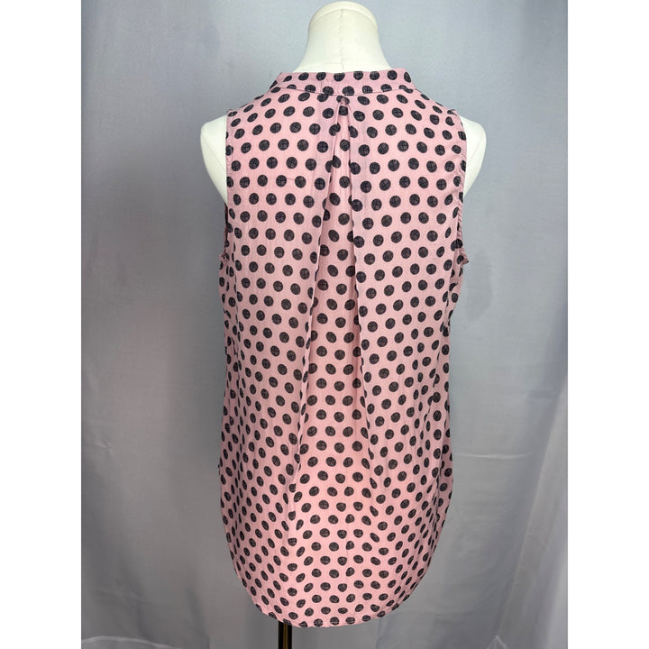 Bella Dahl Womens Sleeveless Pink & Black Polka Dot Blouse S