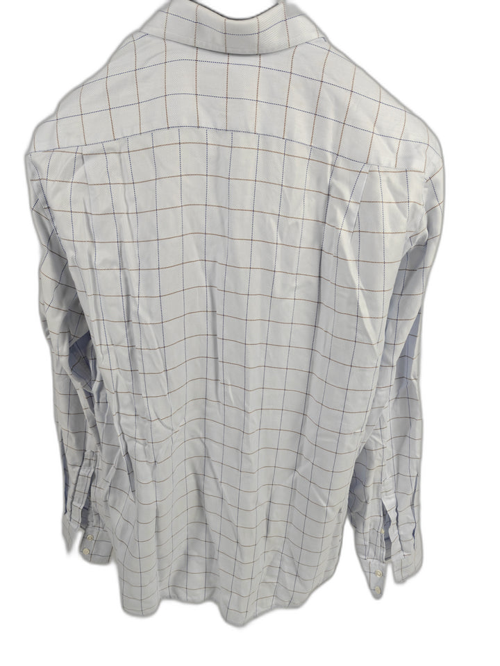 Mens Façonnable Button Down Shirt White Plaid Size L