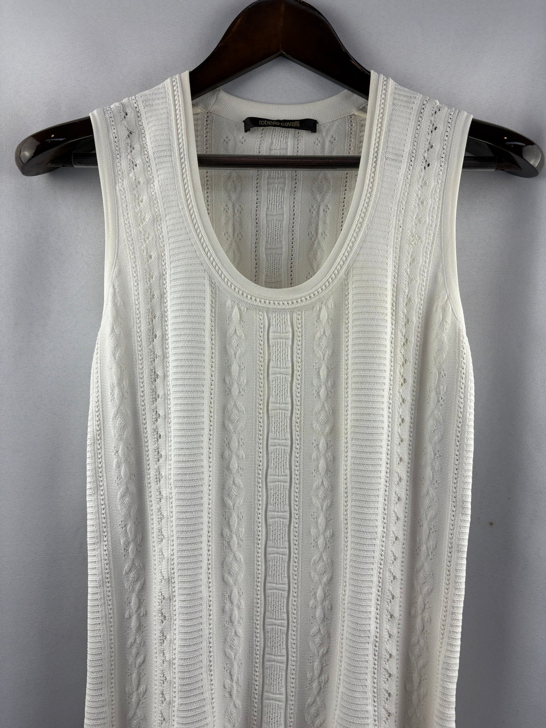 Women’s Roberto Cavalli Medium White Knit Sleeveless dress