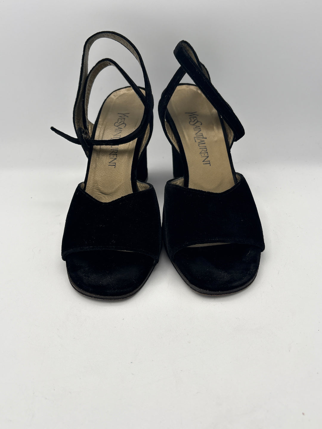 Women’s Yves Saint Laurent Size 10 Black Velvet Strappy Heels