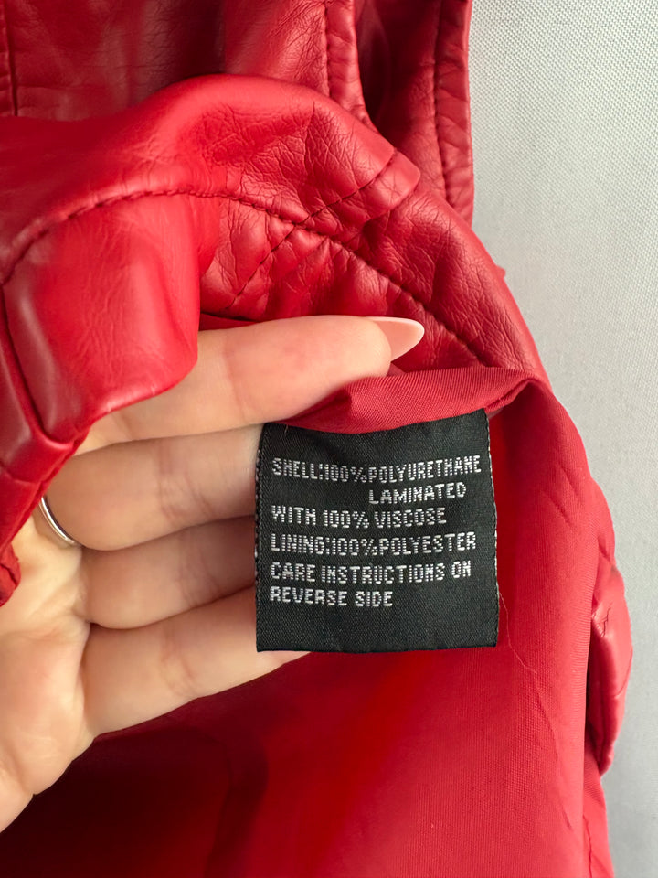 Women’s Montanaco Small Cherry Red Faux Leather Vest