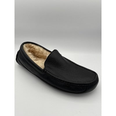 Men’s UGG Black Ascot Leather Slipper Sz 10