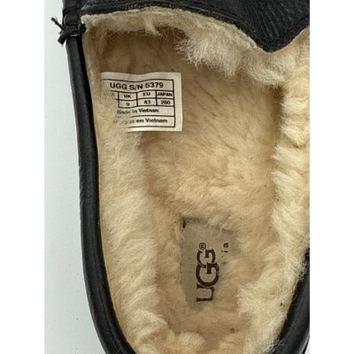 Men’s UGG Black Ascot Leather Slipper Sz 10