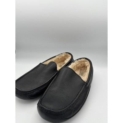 Men’s UGG Black Ascot Leather Slipper Sz 10