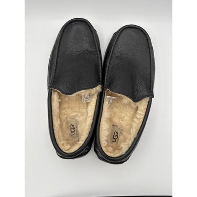 Men’s UGG Black Ascot Leather Slipper Sz 10