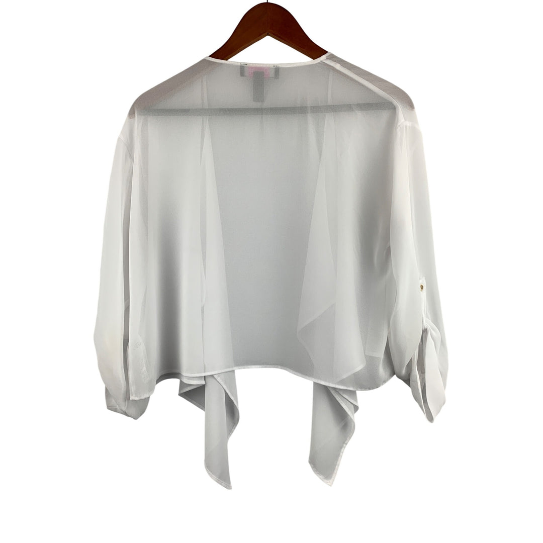 C. Wonder Christian Siriano XS White Sheer Open Front Cardigan With Gold Button Detail