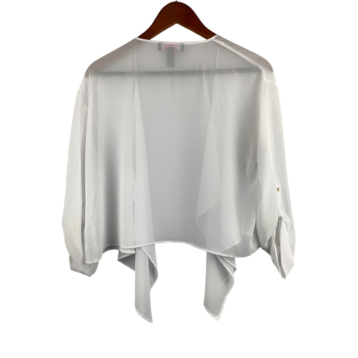 C. Wonder Christian Siriano XS White Sheer Open Front Cardigan With Gold Button Detail