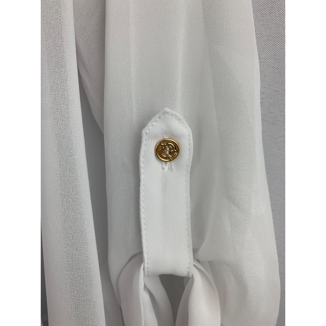 C. Wonder Christian Siriano XS White Sheer Open Front Cardigan With Gold Button Detail