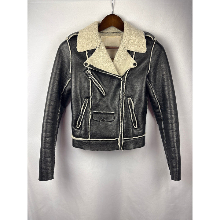 Women’s Vintage Denim &amp; Supply Ralph Lauren Small Black Suede Fur Lined Jacket