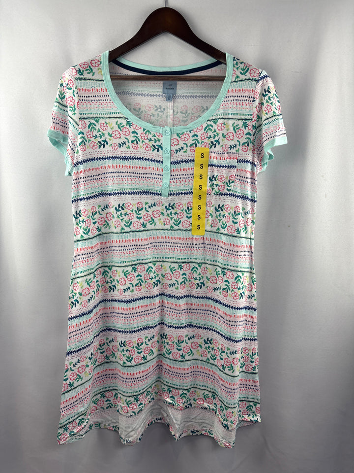 Women’s Jane and Bleecker Small Multicolored Patterned Henley NightGowns
