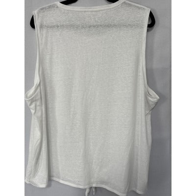 J.Crew Womens Tie-Front Sleeveless Top 2X White Lightweight Cotton Blend