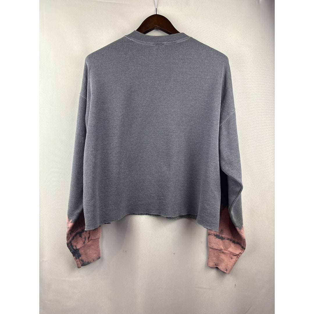 Women’s I.S.M.B.S. Medium Grey & Pink Acid Wash w/ Ef It Embroidery Crewneck