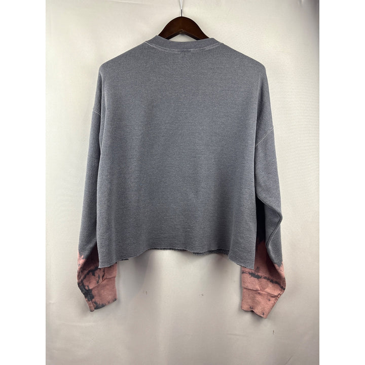 Women’s I.S.M.B.S. Medium Grey & Pink Acid Wash w/ Ef It Embroidery Crewneck