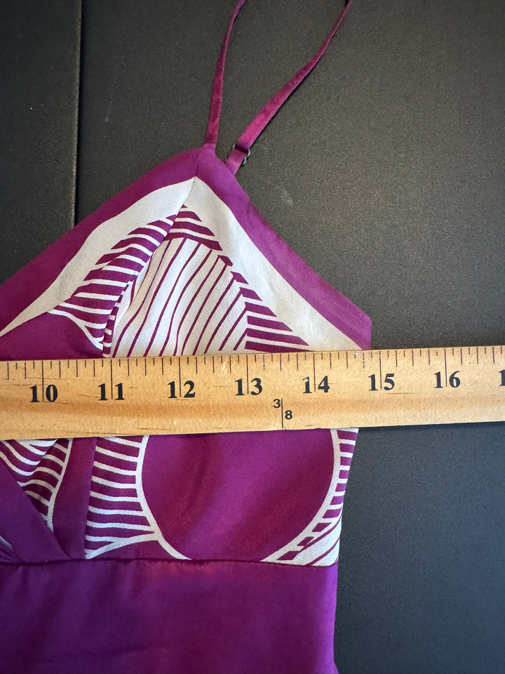 Ted Baker "Betria" Purple Silk Slip Dress, Empire Waist, Midi-Length, Size 1