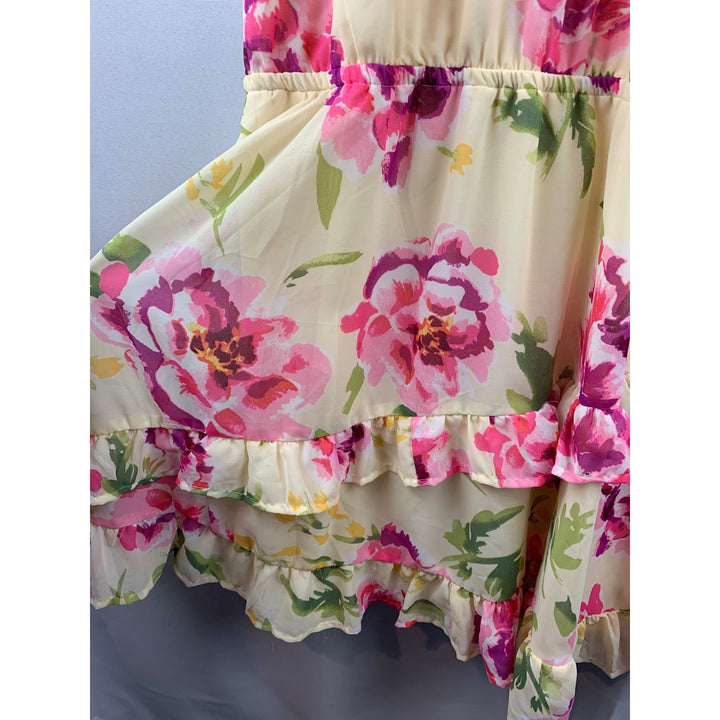 Women's Place Yellow Floral Off the Shoulder Dress Size L