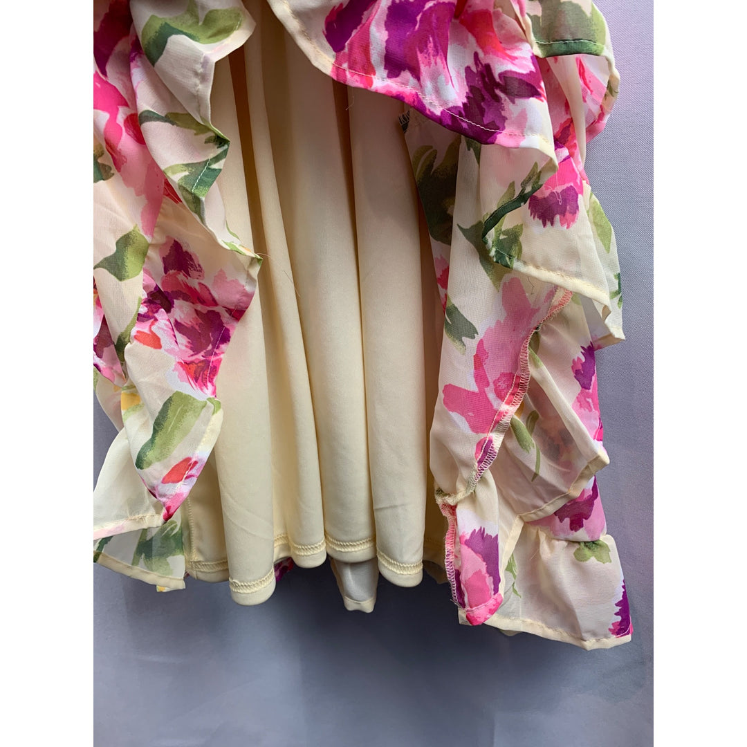 Women's Place Yellow Floral Off the Shoulder Dress Size L