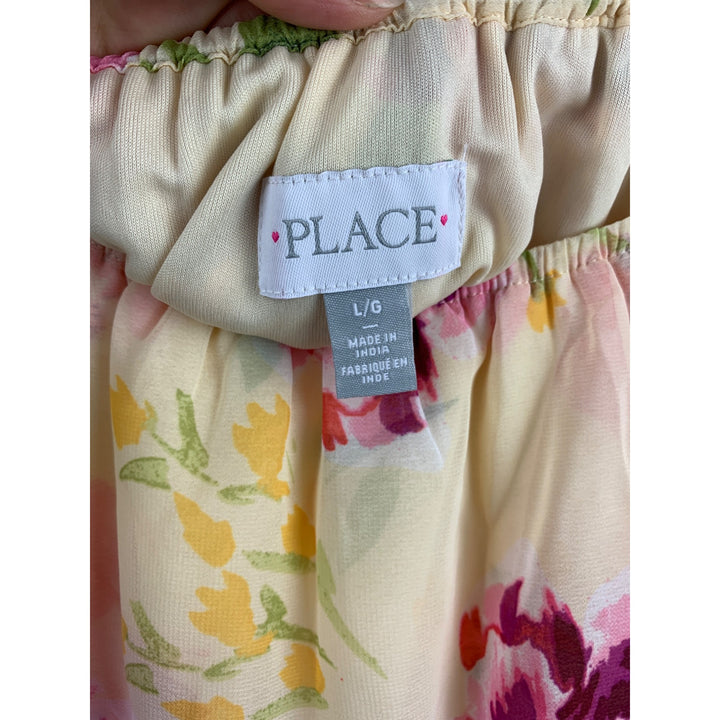 Women's Place Yellow Floral Off the Shoulder Dress Size L