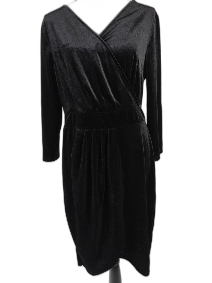 Women’s InsNova Velvet Wrap Dress Black Size L NWT