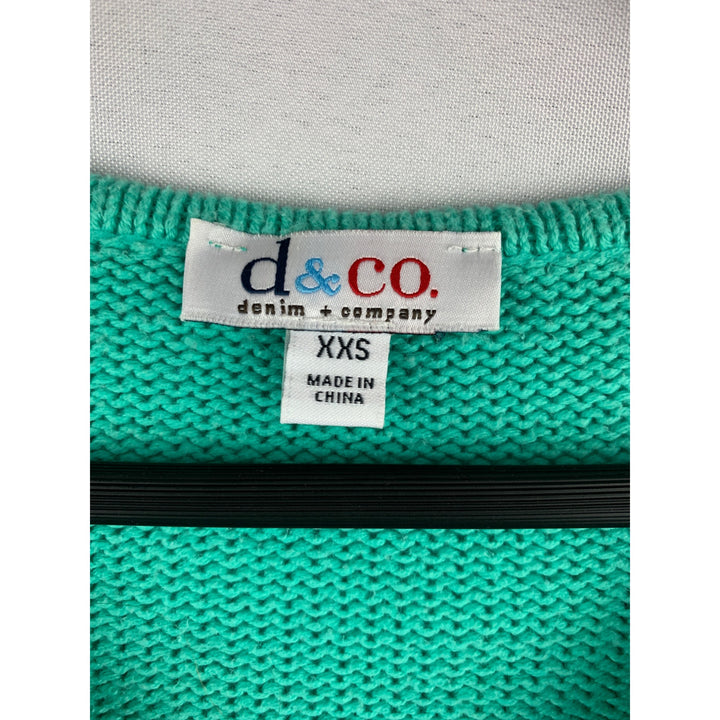 D&Co. Womens XXS Seafoam Knit Sweater Dress V-Neck Long Sleeve